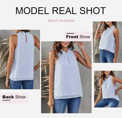 Miniatura 4 de Dokotoo Blusa informal para mujer, sin mangas, con cuello halter y estampado de leopardo