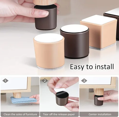 Miniatura 7 de Piernas autoadhesivas cuadradas/redondas para muebles, patas de mesa de café de 1.969 in de alto, cojín de patas de sofá silencioso, patas