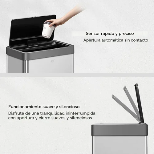 Miniatura 4 de EKO Mirage X - Bote de basura con sensor de movimiento de 21.1 galones, automático, grande, para cocina, sin contacto, de acero inoxidable