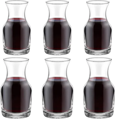Irenare Paquete de 6 mini jarras de vino de una sola porción de vidrio para vino, jarra pequeña individual para jugo, agua, cenas, fiestas,