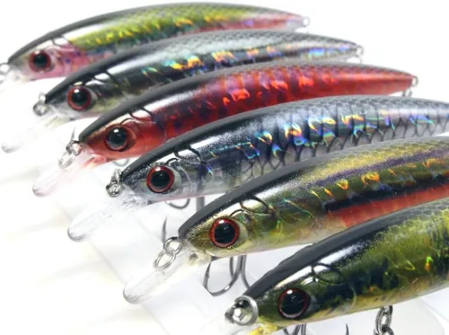 Miniatura 34 de Minnow Crankbait para pesca de lubina Señuelo de lubina Jerkbait Señuelos de pesca y caja de aparejos HC15KB