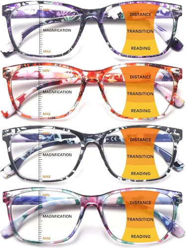 Miniatura 12 de Anteojos de lectura progresivos multienfoque para mujer, estampado de patrón de bloque de luz azul, elegantes lectores de computadora para mujer