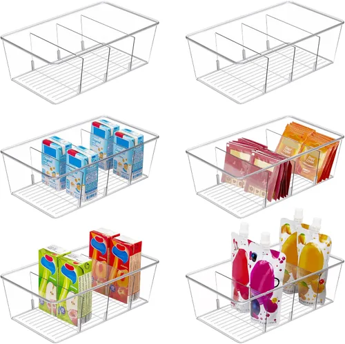 Vtopmart - Paquete de 6 recipientes organizadores de almacenamiento de alimentos, recipientes de plástico transparentes para despensa, cocina,