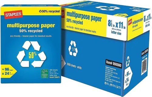 Miniatura 3 de Staples Papel de copia 100% reciclado de 8.5 x 11 pulgadas, 20 libras, 92B 500/resma, 10 resmas/conteo, para oficina, escuela y hogar