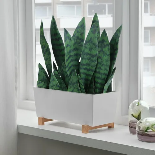 Miniatura 7 de summer flower Juego de 10 plantas de serpiente falsas de 15 pulgadas, pequeñas hojas artificiales de Sansevieria, tallos de plantas de serpiente