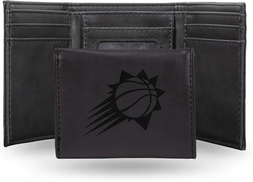 NBA Rico Industries - Billetera triple grabada con láser y tres pliegues, accesorio para hombre Negro