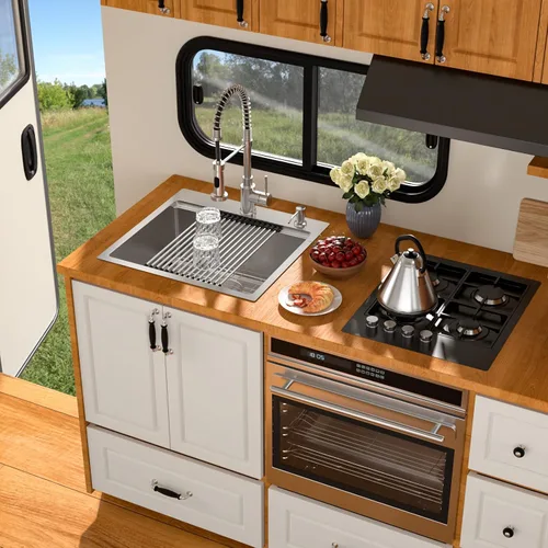 Miniatura 9 de Fregadero de cocina para exteriores, 21 x 20 pulgadas, fregadero de barra para exteriores, fregaderos de cocina de acero inoxidable de montaje