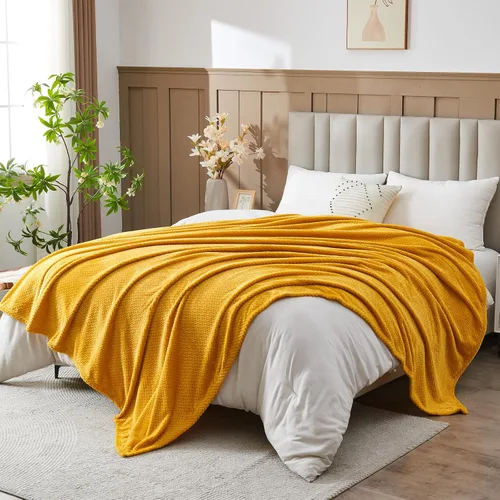 Miniatura 52 de NEWCOSPLAY Manta de Tiro Súper Suave Aqua Franela Sedosa Premium Fleece con Patrón de Hojas Ligera Manta de Cama para Uso en Todas las Estaciones