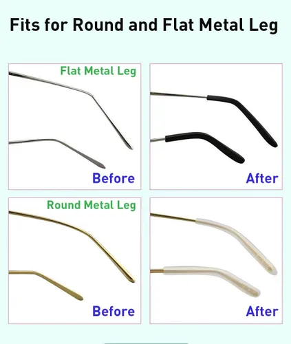 Miniatura 6 de Puntas de extremo de las patillas para lentes antideslizantes, funda de tubo de silicona suave, retenedores de repuesto para patas planas de metal 8
