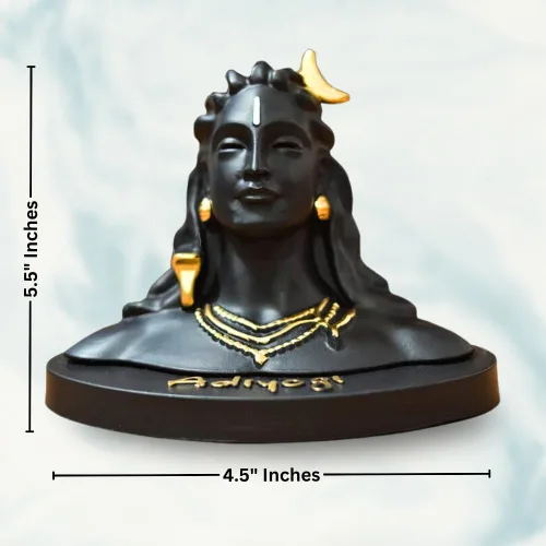 Miniatura 5 de HOME ARCHIVE Estatua de Lord Adiyogi con detalles dorados para tablero de instrumentos del automóvil, decoración de la oficina en el hogar, resina