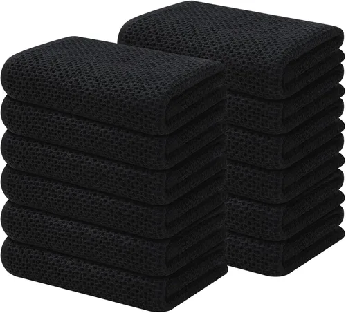 Miniatura 96 de Kitinjoy - Paños de cocina de 100 % algodón, tela de tejido gofrado, paño de limpieza ultrasuave, absorbente y de secado rápido. Gris Oscuro