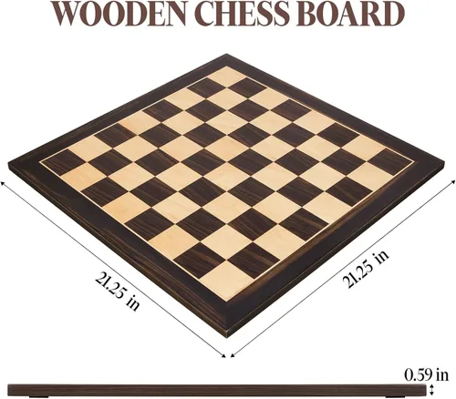 Miniatura 6 de BIVOMON Tablero de ajedrez de madera de 21.25'', tablero de ajedrez de torneo profesional con cuadrados de 2.2'', juegos de tablero de ajedrez