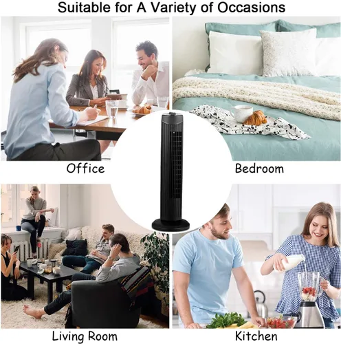Miniatura 8 de COSTWAY Ventilador de torre, ventilador de torre oscilante de 28 pulgadas, enfriamiento silencioso para toda la habitación, 3 velocidades, 3 modos