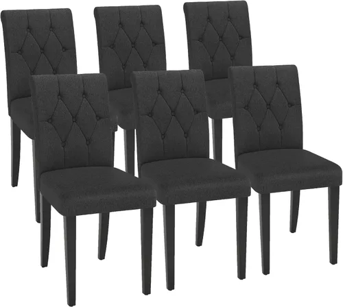Miniatura 9 de Welzona - Juego de 4 sillas tapizadas para comedor, estilo Parsons, con botones, con patas de madera maciza, silla moderna de tela para Negro