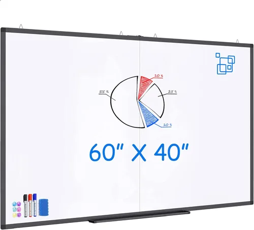 Miniatura 16 de Pizarra blanca magnética de borrado en seco para pared, 48 x 46 pulgadas (4 pies x 3 pies), pizarra blanca portátil plegable con una bandeja larga