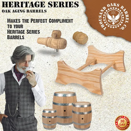 Miniatura 5 de Soporte de madera, 3/4" Bung and Spigot para barril de envejecimiento de roble de 2.5 galones (10 litros) - Heritage, soporte para barriles