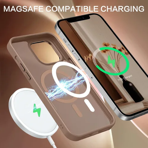 Miniatura 5 de BENTOBEN Funda magnética para iPhone 12, iPhone 12 Pro [compatible con Magsafe] translúcida mate, delgada, delgada, a prueba de golpes, para Marrón