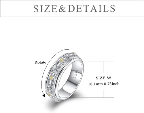 Miniatura 11 de POPLYKE Anillos giratorios giratorios de plata de ley para aliviar el estrés para mujeres