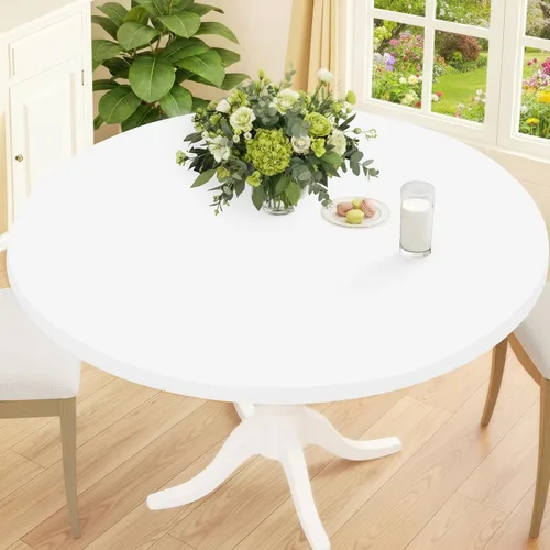 Miniatura 21 de Smiry Mantel Redondo de Spandex, Manteles Elásticos Ajustados Lavables para Mesas de 18"-24", Cubierta de Mesa de Pícnic Elástica Impermeable