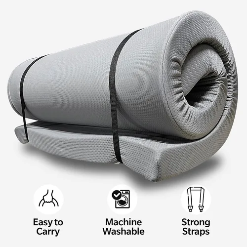 Miniatura 4 de Cubrecolchón de espuma viscoelástica de 4 pulgadas con cremallera resistente al agua, colchón enrollable para piso, colchonetas de dormir
