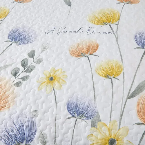 Miniatura 5 de Dinjoy Juego de colcha floral tamaño Queen, colcha azul agua tamaño Queen de 3 piezas, juego de ropa de cama ligera de estilo granja, colcha