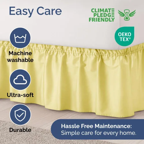 Miniatura 6 de CGK Linens - Falda de cama envolvente con volantes, color amarillo, para camas de tamaño King con altura de 15 pulgadas sin arrugas, plisada con 29