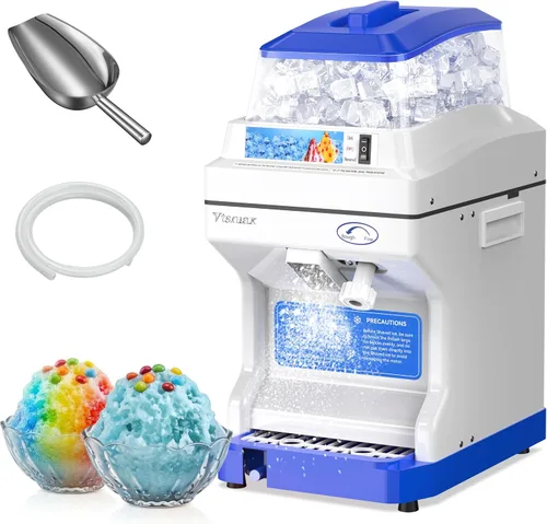 Miniatura 8 de Trituradora de hielo eléctrica, máquina de hacer cono de nieve de 250 W, grosor ajustable de 265 libras/hora para bar, fiestas, eventos, aperitivos