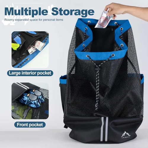 Miniatura 4 de GoHimal Scuba Diving Bag, XL Mesh Backpack for Scuba Diving and Snorkeling Gear & Equipment, Holds Mask, Fins, Snorkel