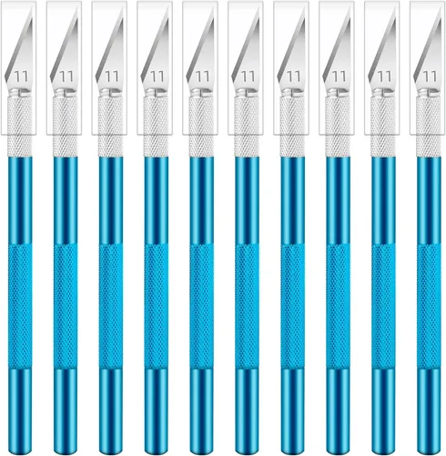 Miniatura 16 de Jetmore Juego de 10 cuchillos Exacto, cuchillo de precisión para manualidades, cuchillo de hobby, cuchillo de arte con cuchillas afiladas