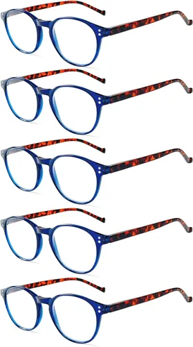 Miniatura 11 de NORPERWIS 5 pares de anteojos de lectura, ajuste estándar, con bisagra de resorte, lentes para hombres y mujeres, Mediana