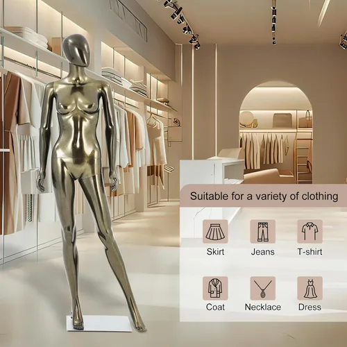 Miniatura 5 de Maniquí femenino de cuerpo completo Bronce- Forma de vestido ajustable Maniquí de exhibición de la ropa Forma de plástico Maniequins desmontable
