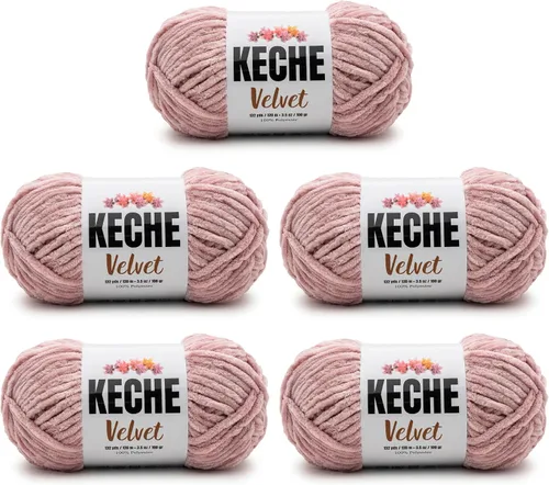 Miniatura 35 de Keche Hilo de terciopelo para ganchillo, manta de felpilla suave, voluminosa, hilo amigurumi, 3.53 oz (132 yardas), color azul bebé