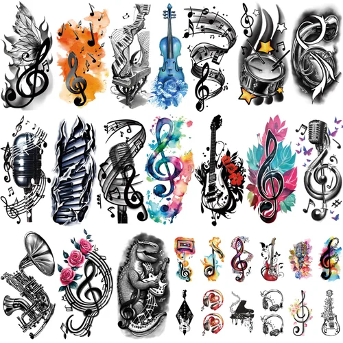 Miniatura 10 de 77 hojas de tatuajes temporales para automóvil, adultos, adolescentes, niños, realistas, tatuajes falsos de media manga, calcomanías de arte