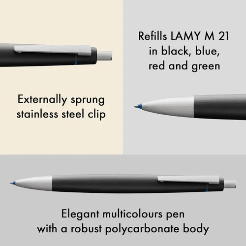 Miniatura 2 de Lamy 2000 – Bolígrafo con cepillado SS Clip en 4 colores (L401)