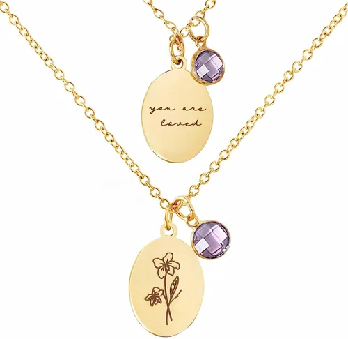 Miniatura 13 de Collar de flores de nacimiento, collar de piedra natal de diciembre, collar con dije para mamá, regalos de cumpleaños, cadena de oro, delicado