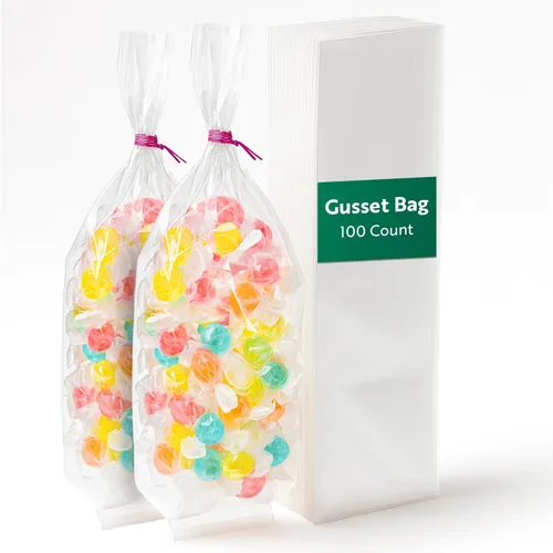 Miniatura 14 de Restaurantware Bag Tek - Bolsas con fuelle de 4 x 2.3 x 8 pulgadas, 100 bolsas de dulces sellables con calor, paquete seguro para alimentos