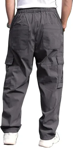 Miniatura 4 de THWEI Pantalones cargo para hombre, casuales, con cordón, de algodón, pantalones de trabajo al aire libre