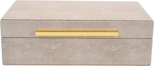 XIGEXIGE Caja de Shagreen de color marfil, cajas decorativas de piel sintética, almacenamiento de recuerdos y memoria, cajas decorativas con tapas
