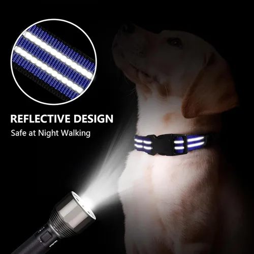 Miniatura 2 de Martingale - Collar para perro, collar reflectante ajustable de nailon con hebilla de liberación rápida (azul rey, talla S)
