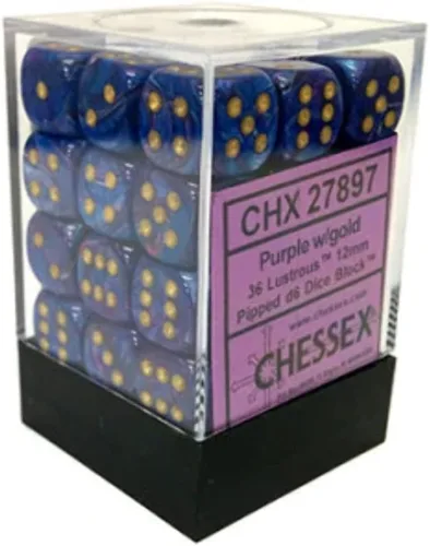 DND - Juego de dados Chessex D&D de 0.472 in, juego de dados poliédricos de plástico morado brillante y dorado, para dados de mazmorras y dragones,
