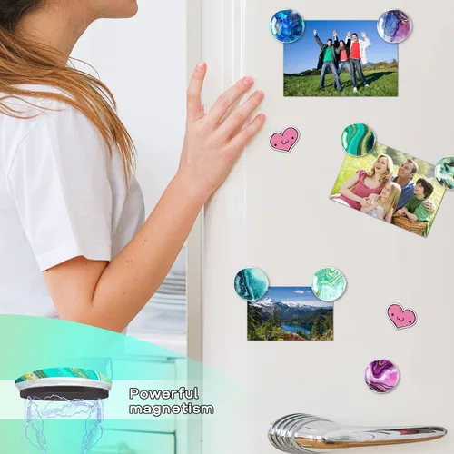 Miniatura 4 de DARUITE 12 imanes para nevera, imanes para refrigerador, bonitos imanes de mármol de vidrio para pizarra blanca, imán de casillero, decoración