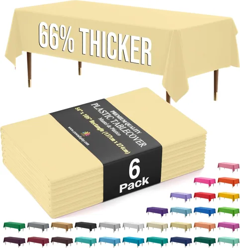 Miniatura 22 de Exquisite 66% Thicker Premium Plastic Table Cloth Rectangle Table Cover 0.5 Mil 6 Pack Aqua Table Cloth 54 Inch x 108 Inch Disposable Tablecloth