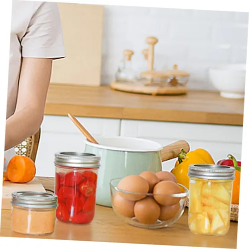 Miniatura 4 de Angoily Paquete de 6 tarros transparentes de 8 onzas con tapas, tarros de almacenamiento vacíos, tarros de boca regular, tarros de ensalada, tarros