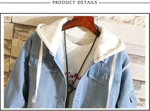 Miniatura 4 de KPOP Chaqueta de mezclilla Rapper con estampado de amor de moda deportiva con capucha
