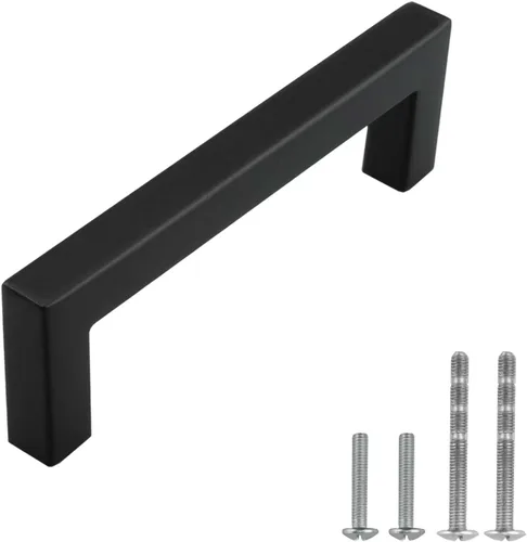 Miniatura 12 de Modket Paquete de 1 manija cuadrada europea para gabinete de acero inoxidable 304 de 2 pulgadas, pomo negro mate