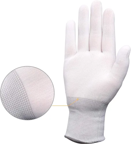 Miniatura 4 de EHDIS Guantes de trabajo blancos de nailon - Envoltura de vinilo antideslizante y guantes de trabajo de construcción de PC