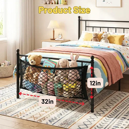 Miniatura 2 de Red de almacenamiento de animales de peluche para niños, paquete de 2 organizadores de juguetes para mesita de noche - Almacena ordenadamente tus