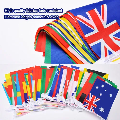 Miniatura 3 de Banderas internacionales de cadena de 224 países diferentes del mundo, pequeñas pancartas para gran apertura, bar, oficina escolar, eventos