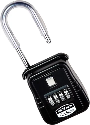 Miniatura 4 de South Main Hardware 810142 Caja de almacenamiento con llave montada en argolla con combinación de cerradura reprogramable (1 paquete), negra