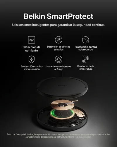 Miniatura 4 de Belkin Almohadilla de carga inalámbrica de 15 W - Cargador Qi, estación de carga para Apple iPhone 17, iPhone 16/15/14 Series, AirPods, Samsung Negro